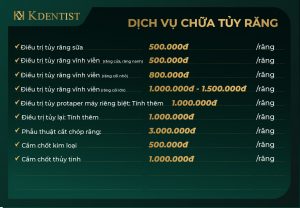 Bảng giá chữa tủy răng Bảng giá chữa tủy răng