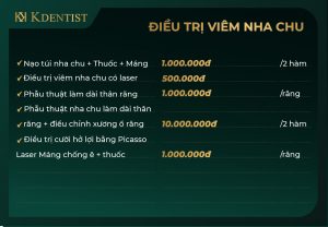 Bảng giá điều trị viêm nha chu