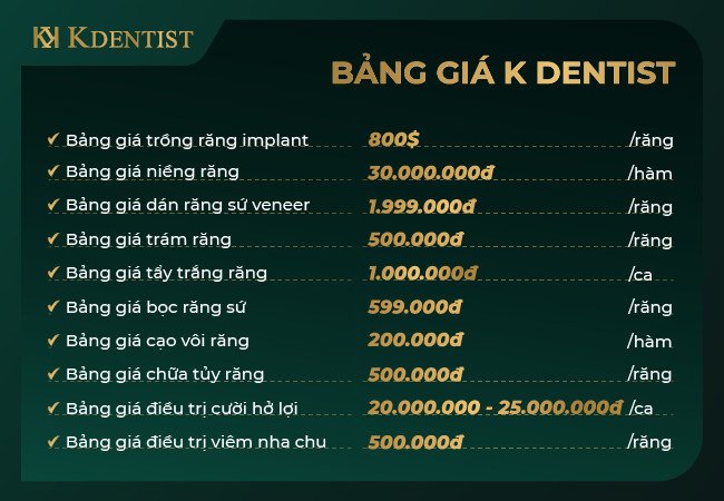 bảng giá nha khoa